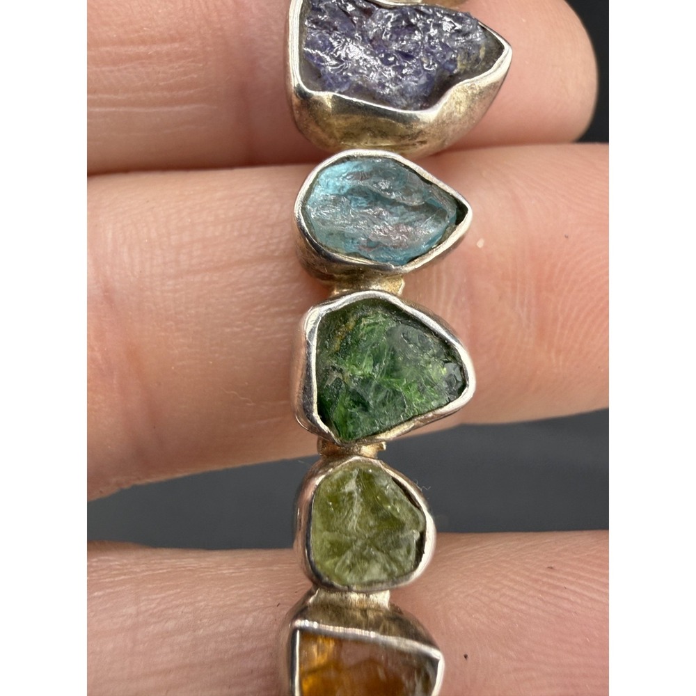 Vintage Seven Chakra Stones Pendant Silver Tone - Picture 4 of 9